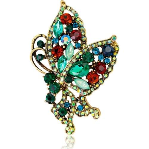2018 Fashion Alloy Rhinestone butterfly Brooches jewelry Animals pins and brooches for women men clothes pins metal
