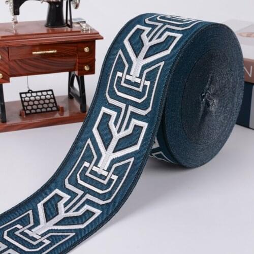 25M/Lot 8cm Wide Ethnic Embroidery Jacquard Webbing Lace Ribbon Belts Curtain Accessories DIY For Sofa Cushion Decor Lace Belt
