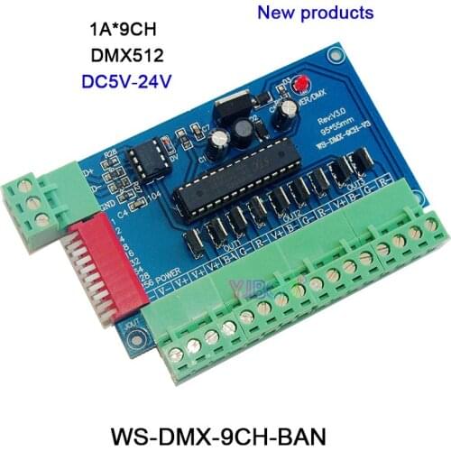 5V 12V 24V LED DMX512 Decoder 3CH 4CH 6CH 8CH 9CH 12CH Channel DMX512 Controller Board RGB RGBW DMX Decoder For LED lights lamp
