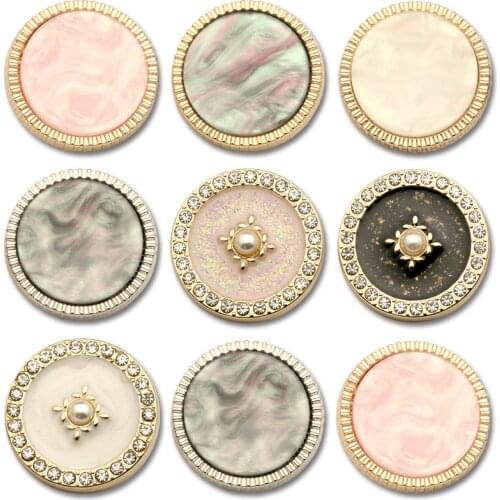 6pcs 18-25mm Decor Sewing Metal Pearl Gold Rhinestone Black Jeans Buttons for Clothing Craft Cheap High Quality Needlework