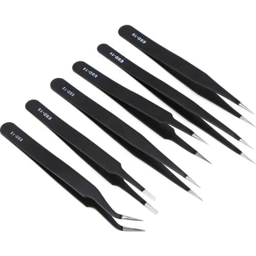 6Pcs/set Safe Stainless Steel Anti-static Tweezers Maintenance Tool Kits Mobile Phone Repair Tool for iphone Cellphone