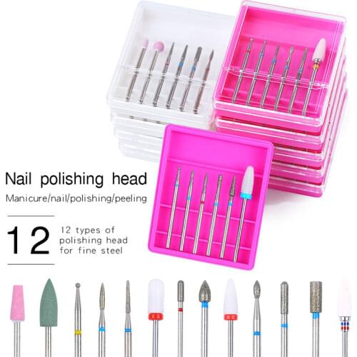 6 Pcs/Set Tungsten Steel Drill Bit Accessories Ceramic Drill Bits for Gel Polish Removal Paznokcie Akcesoria Embout for Nail Art
