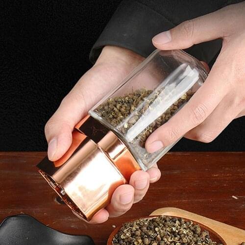 60%HOTPepper Grinder Adjustable Corrosion Resistant Glass Manual Salt Grinding Bottle for Kitchen