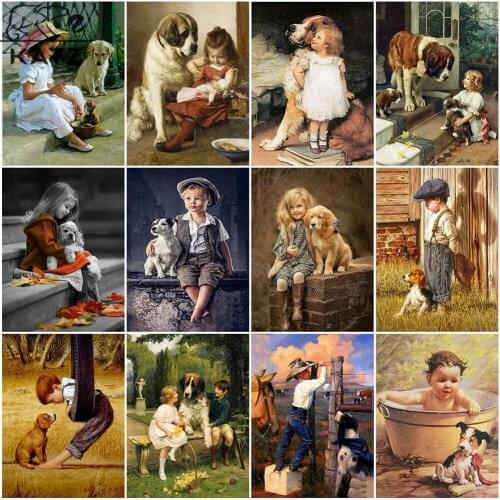 Russian Pastoral Diamond Painting Little Couple Embroidery Crossing Diy Fairy Tale Mosaic Art Gift Cross Stitch Home Decoration