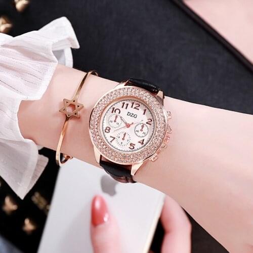 DZG genuine business casual ladies watch fashion Korean version of the large plate watch diamond British watch belt female watch