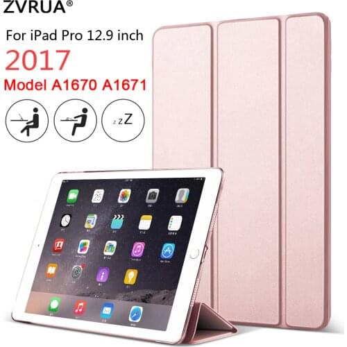 Case for iPad Pro 12.9 inch 2017 Model A1670 A1671, ZVRUA Color Ultra Slim PU leather Smart Cover Case Magnet wake up sleep