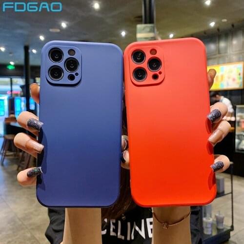 Square Original Liquid Silicone Case For iPhone 12 11 Pro Max Mini X XR XS 7 8 Plus SE 2020 Back Cover Soft Camera Protection