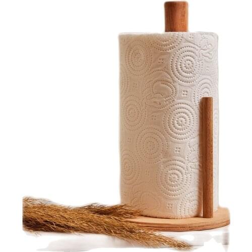 Wooden Cylinder Towel Sheet Napkin Holder Paper Towel Holder Toilet Paper Holder Natural Wood Material