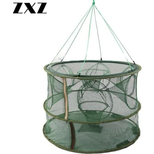 Double Layer 15 Holes Shrimp Net Automatic Fly Fishing Trap Cage Schepnet Minnow Crab Baits Cast Mesh Catcher Fish Nets Tools T4