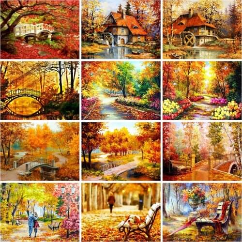 EverShine Diamond Embroidery Tree Mosaic Kits Diamond Painting Full Square Autumn Cross Stitch Landscape Wall Decor Needlework