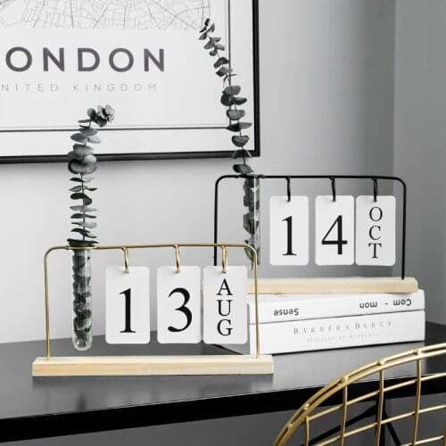 Simple style glass vase hydroponic plant desktop calendar decoration home decoration office living room decoration