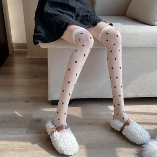 Fashion Women Stocking Over Knee Long Socks Japanese Korean Style for Girls Love Dot Design Tights High Quality Pantyhose