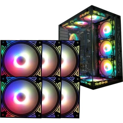 Square Case Fan 120mm RGB Fan 5V A-RGB Chassis Quiet 12cm PC Fan Control Water Cooler Custom Huge Waves Fan cooling