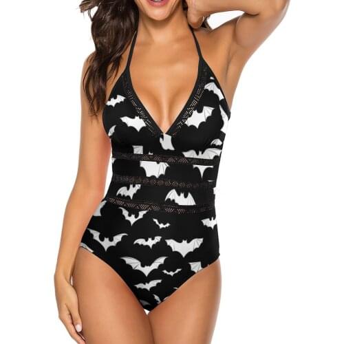 Gothic Swimsuit V Shape New Onepiece Swimwear Teen Stylish Surf Bathing Suit