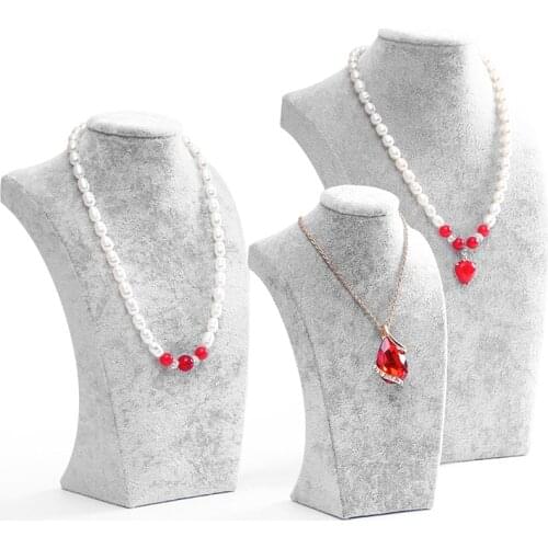 Ice Gray Velvet Necklace/Pendant Jewelry Display Model Bust Necklace Jewelry Pendant Stand Holder Show Decorate Organizer