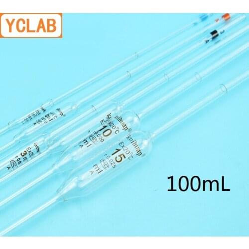 YCLAB 100mL Volumetric Pipettes Glass Class A with One Mark and Belly Laboratory Chemistry Equipment