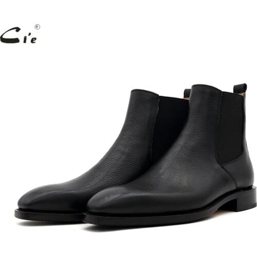 Cie Handmade Goodyear Welted Chelsea Leather Outsole Boot Pebble Grain Calf Leather Men Official Shoes Black Dress Shoes A207
