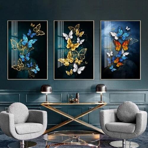 Color Butterfly Nordic Style Canvas Painting Modular Posters and Prints Minimalist Abstract Wall Art Picture for Home Decoration