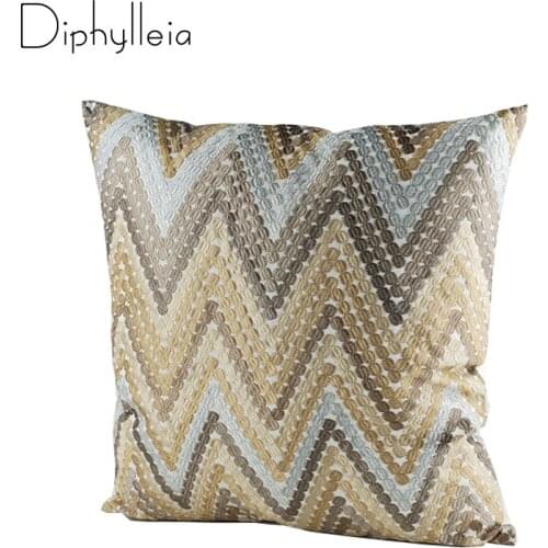 Diphylliea Simple Modern Style Decoration Pillow Cover Living Room Sofa Geometric Embroidery Salon Large Pillowcase 50x50cm