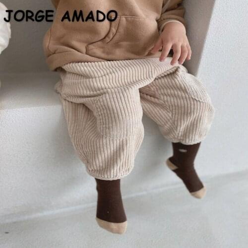 2021 Korean Style New Autumn Kids Girls Boys Pants Corduroy Loose Radish Trousers Children Outwear Fashion Clothes E3000