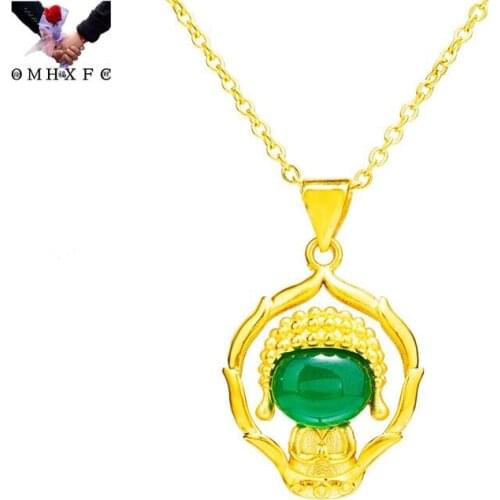 OMHXFC Wholesale PN614 European Fashion Fine Woman Girl Party Birthday Wedding Gift Vintage The Buddha 24KT Gold Pendant Charm