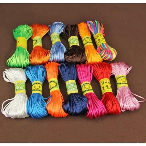 MultiColor 20meter Satin Nylon Cord Solid Rope For Jewelry Making Beading Cotton Cord For Baby 2.5mm Braided Silk Cord