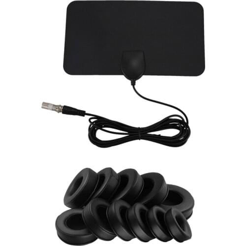 Flat HD Digital Indoor Zoom TV Antenna HDTV 50 Mile Range & Soft Pu Earpad Foam Ear Pads Cushions For Sony For Akg