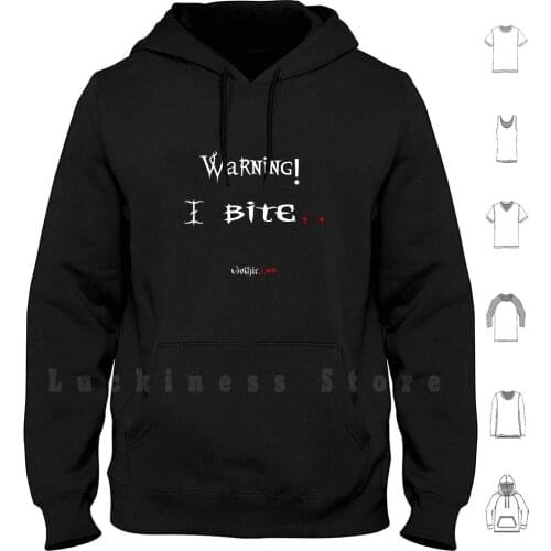Warning I Bite! Gothic.life Hoodie Long Sleeve Gothic Punk Goth Emo Tattoo Vampire Dark Gothic Life Ink Fairy Demon