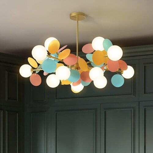 Modern Macron Chandelier Lighting Living Room Kids Room Bedroom Nordic Children Room Lustre Hanging Lamp Home Deco Light Fixture