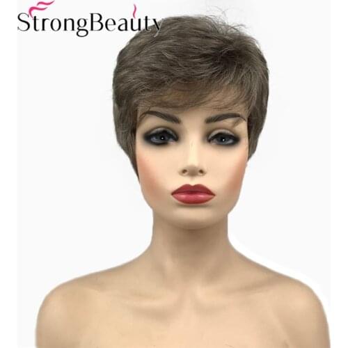 StrongBeauty Short Synthetic Wigs Straight Hair Black Wig for Women or Men