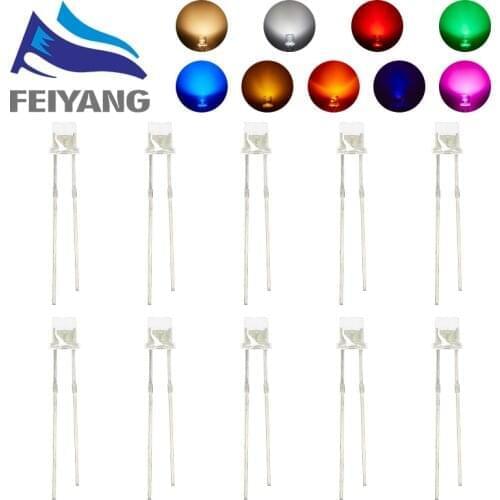 1000pcs 3mm LED Light Emitting Diode Flat Top Warm White Red Blue Green UV Orange Yellow Pink Color Bulb Lamp 2-3V Indicator DIY