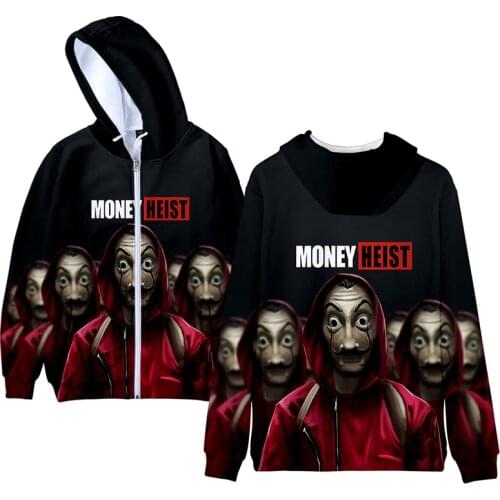 La Casa De Papel Sweatshirt Hoodie Money Heist The House of Paper Men Women Fashion Zipper Hoodies Jackets Streetwear Coats