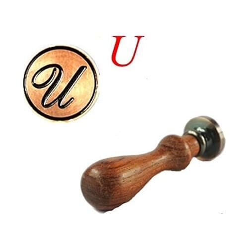 Vintage Letter U Alphabet Initial U Engraved Wedding Invitation Wax Seal Stamp Rosewood Handle Set