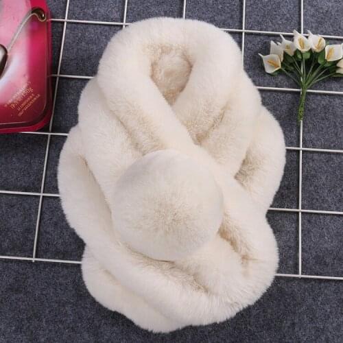 Winter Warm Ring Scarf Plush Faux Rabbit Fur Ring Scarf Solid Color Collar Wrap Girl Women Winter Soft Neck Warmer Scarves A3096