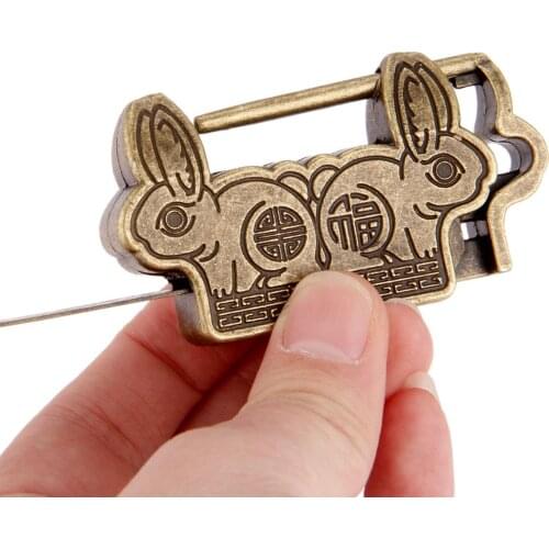 1pc Keyed Padlock Retro Combination Password Lock 60*38*13mm Zinc Alloy Jewelry Box Padlock