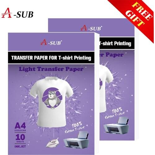 A4 10pcs Heat Transfer paper for light T-shirt Iron-On for cotton cloth 100% Inkjet Transfer with Gift