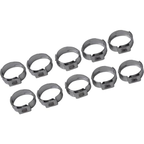 10 Pcs Stainless Steel Single Ear Hose Clamp O Clips 11.5-14mm