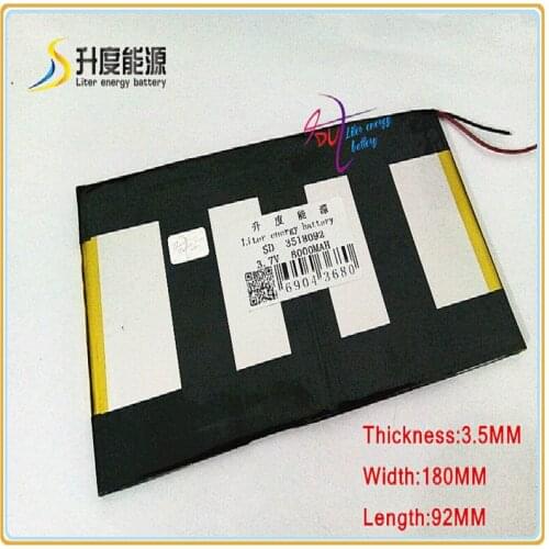 3.7V 8000mAH SD 3518092 polymer lithium ion / Li-ion battery for TABLET PC,GPS,mp3,mp4,cell phone;POWER BANK