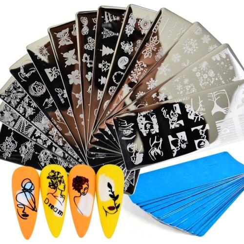 YWK 3 Sizes Flower Lace Geometry Nail Stamping Plates Animal Leaves DIY Image Stencil For Nails Polish Printing Templates Tools