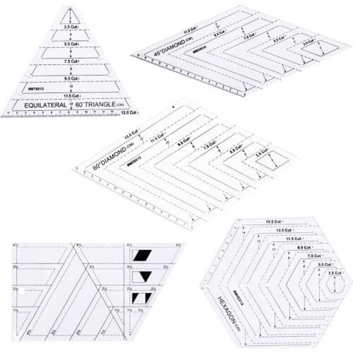 5PCS Transparent Acrylic Patchwork Craft Quilting Ruler Cutting Rulers DIY Sewing Measuring Drawing Tools Home Office School