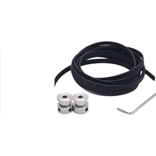 Free shipping 2pcs 20 teeth GT2 Timing Pulley Bore 5mm + 2M High quality GT2 timing Belt for 3D printer