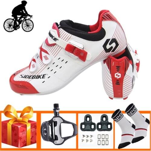 SIDEBIKE Cycling shoes add bike pedals Women road bike shoes men athletic racing bicycle sneakers self-locking riding shoes