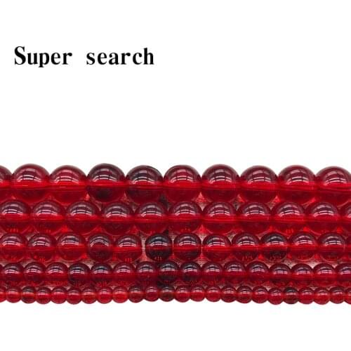 Smooth Red Glass Loose Beads 15" Strand 4 6 8 10 12 MM Pick Size For Jewelry Making