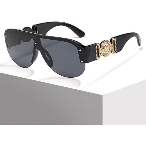 One Piece Vintage Sun Glasses Rimless Shades Fashion Oversized Luxury Brand Designer Sunglasses Women Men Gafas De Sol