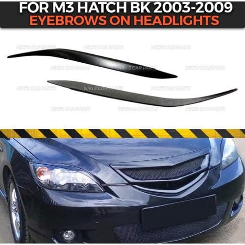 Eyebrows on headlights case for Mazda 3 HB 2003-2008 ABS plastic cilia eyelash molding decoration car styling tuning accessories