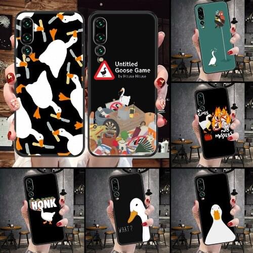 Duck Untitled Goose Game Phone Case For Huawei P Mate P10 P20 P30 P40 10 20 Smart Z Pro Lite black trend cell cover pretty coque