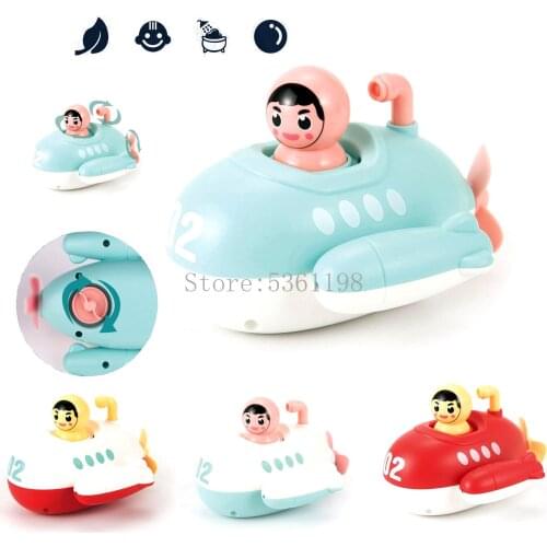 Baby Bath Toys Winding Chain Floating Submarine Playing in Water Childrens Bath Water Spray Toy Baby Bathroom Clockwork Toys
