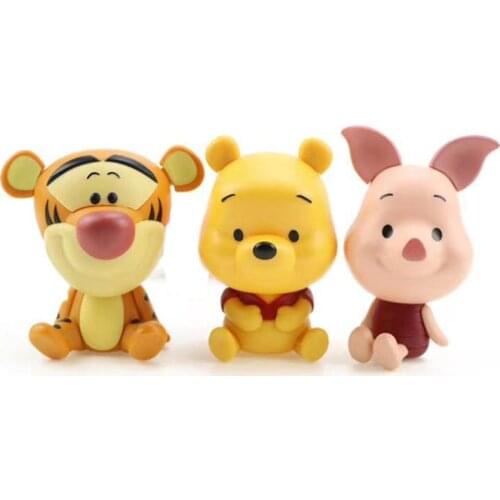 Disney 3 Pcs / set Pooh Bear Tigger Twisted egg big head no shell series Assemble Action Figure Model Toys Gift for Children