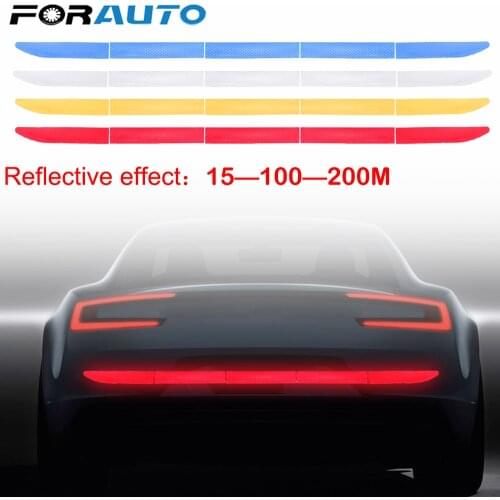 FORAUTO 4 Colors Car Reflective Sticker Trunk Warning Sticker Strip Nano Tape Strip Auto Decorations For Driving Safety