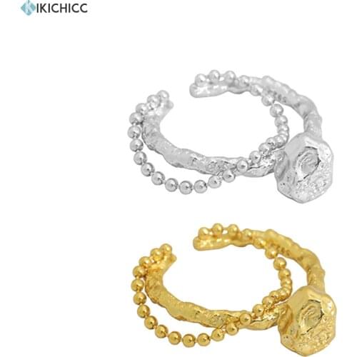 KIKICHICC 925 Sterling Silver Double Line Beads Ring Charm Resizable Rings 2021 Women Fashion Jewelry Special Thick Large